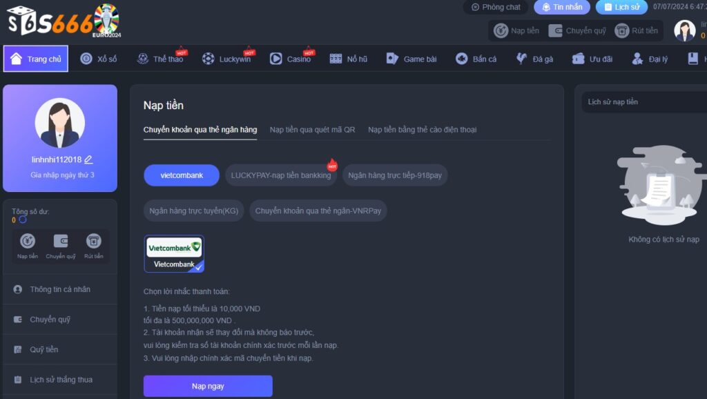 S666 lừa đảo không nạp được tiền.